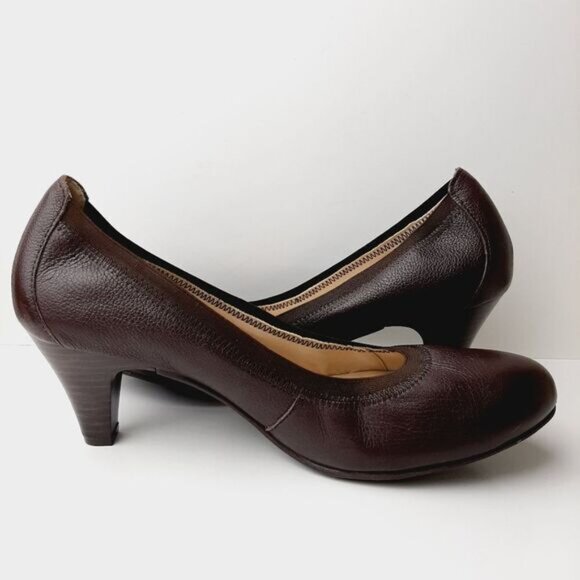 FLEXI Classic Comfort Heel Pumps Genuine Leather Brown Sz 10 - Picture 9 of 12
